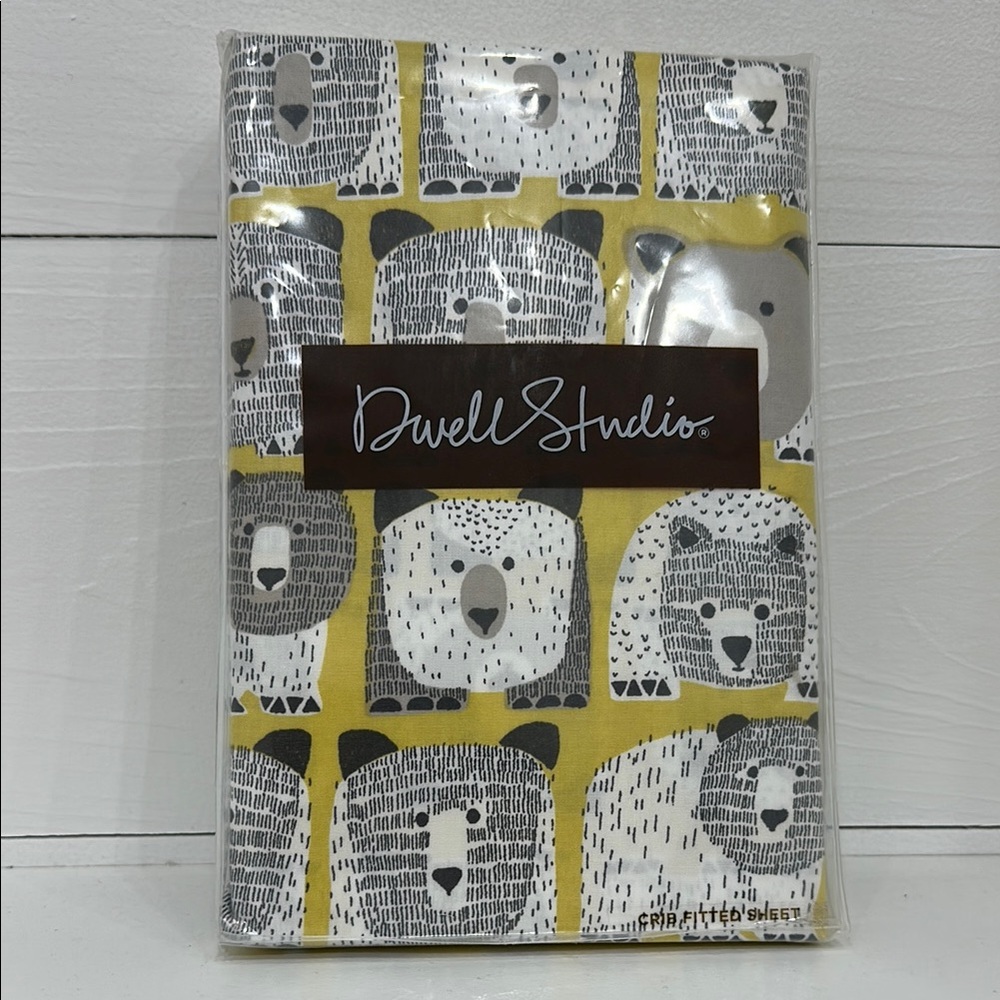 Bear Print Crib Fitted Sheet - Yellow and Gray